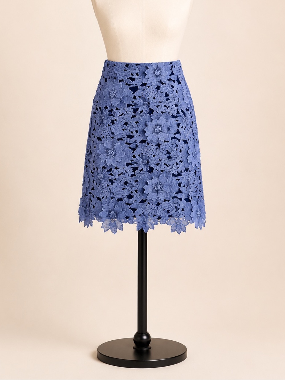 French Connection Manzoni Lace Pencil Skirt Meru Blue NWT US 2 UK 6